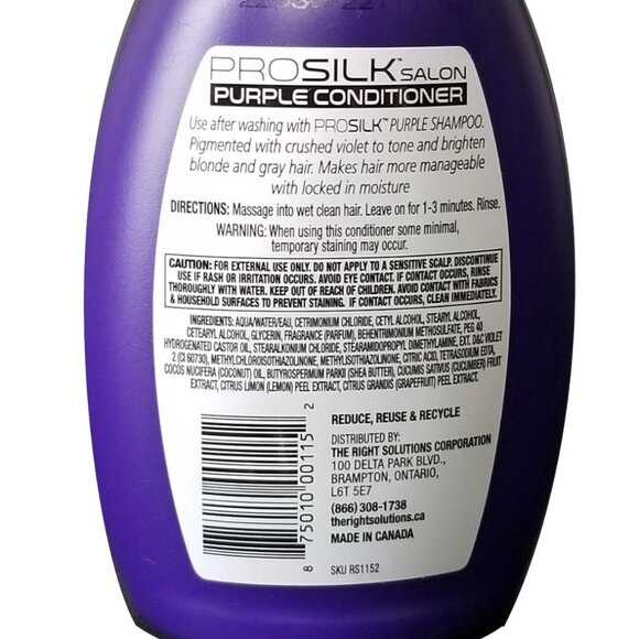 2x Pro Silk Salon Purple Conditioner With Coconut Oil & Shea Butter 14 Fl Oz - Picture 2 of 4